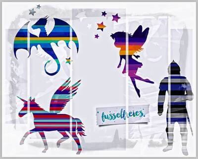 Bunte Fabelwesen - Plotterdatei DXF SVG Fee, Drache, Einhorn, Ritter - Design  (Adventskalender 2020) von Fusselfreies