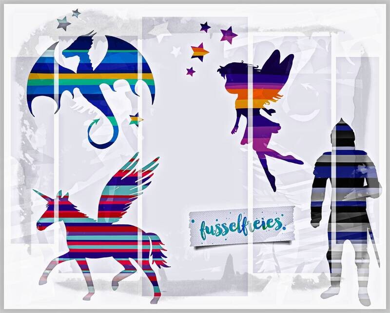 Bunte Fabelwesen - Plotterdatei DXF SVG Fee, Drache, Einhorn, Ritter - Design  (Adventskalender 2020) von Fusselfreies