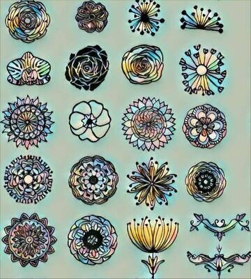 Design 20 FLORALE ELEMENTE - Plotterdatei DXF SVG Design  Mandala Blumen Blüten Fusselfreies
