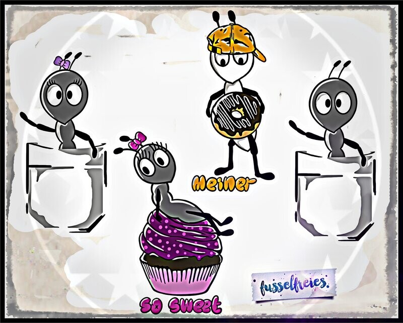 Anton &amp; Antonia Sweets Edition Plotterdatei DXF SVG Cupcake Donut Süßigkeiten Ameisen von  Fusselfreies (aus Adventskalender 2021)