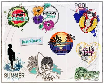 Aloha Beach 2021  Plotterdatei DXF SVG PNG Beach, Sonne, Sommer, Palmen, Wassermelone, Surfboard, Surfen, Sonnenschein, Hummer