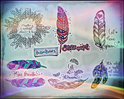 Design Boho Federn Vol2 Plotterdatei DXF SVG Feder, Pfauenfeder, Mandala von Fusselfreies
