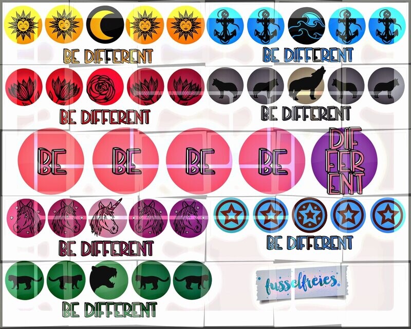 Be different - Plotterdatei DXF SVG Sonne, Wolf, Panther, Anker, Einhorn Fusselfreies