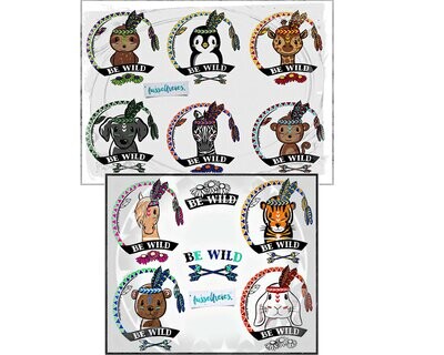 Boho Wildlinge Vol1 + Vol2 Plotterdatei DXF SVG Hund, Giraffe, Zebra, Faultier, Pinguin, Affe, Bär, Hase, Pferd und Tiger Design Kombi-Serie