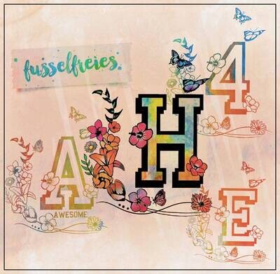 College Buchstaben Alphabet ABC mit Blüten und Schmetterlingen Plotterdatei DXF SVG von Fusselfreies