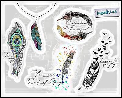 Boho Federn Plotterdatei DXF SVG Feder, Pfauenfeder, Mandala von Fusselfreies