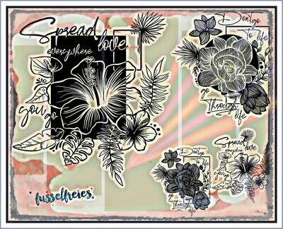 Blumen Kompositionen Plotterdatei Plottervorlage DXF SVG Hibiskus u. a. Design von Fusselfreies