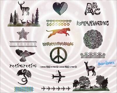 Bordüren - Plotterdatei Plottervorlage DXF SVG Hirsche, Rehe, Drachen, Flugzeuge, Leopard, Peace, Vögel, ABC Herzen, Sterne, Mandala by Fusselfreies