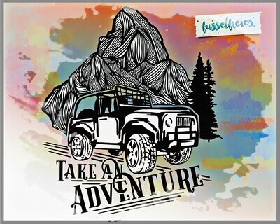 Adventure - Plotterdatei DXF SVG Berge, Alpen, Offroad, Geländewagen vor dem Matterhorn von  Fusselfreies