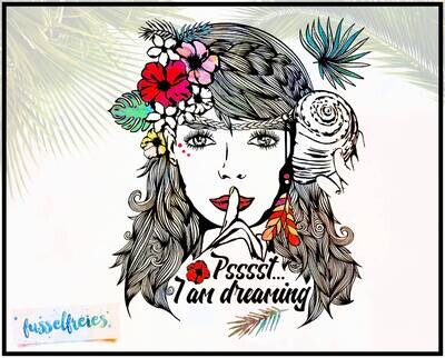 Dreaming Design süße Träume Plotterdatei DXF SVG Frau Mädchen Portrait Blumen von Fusselfreies