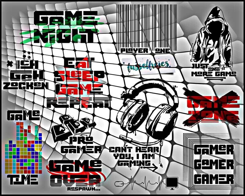 Gaming Designs - Plotterdatei DXF SVG Gamer, Games, Spiele, Konsole, PC  von Fusselfreies