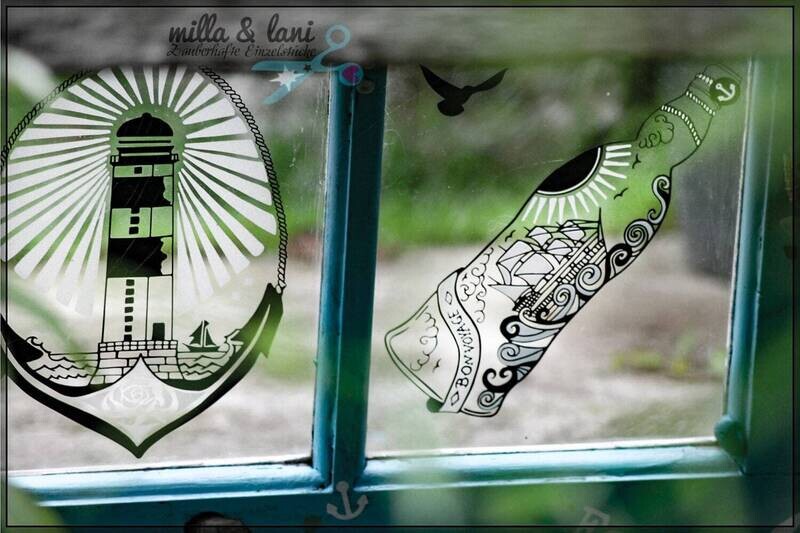 Design Kombi-Serie &quot;Maritim&quot; Vol 1 und Vol 2 Plotterdatei DXF SVG Schiff Buddelschiff Kompass Steuerrad Möwe Hummer Leuchtturm Welle Sterne Mond Anker