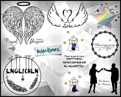 Design Himmlisches - Plotterdatei DXF SVG Engel, Schutzengel, Flügel, Pärchen, Herz, Federn, Liebe