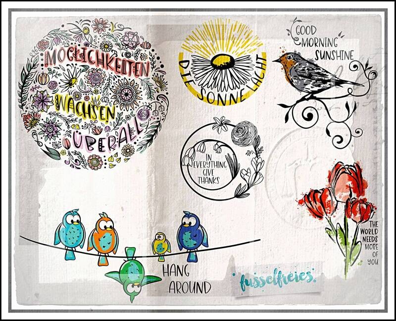 Kombi-Serie Vintage Flowers Vol1 + Vol2 Plotterdatei DXF SVG Frühling Blumen Blumenstrauß Bouquet Rahmen Magnolie von Fusselfreies