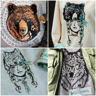 Kombi-Serie Wölfe und Bären Plotterdatei Plottervorlage DXF SVG Fusselfreies Bär Wolf Traumfänger