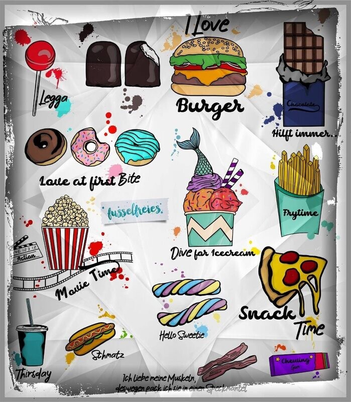 Fast Food &amp; Sweets Plotterdatei Plottervorlage DXF SVG Donut Eis Burger Pommes Popcorn Pizza Lolli Marshmallow Schaumkuss Schokolade von Fusselfreies