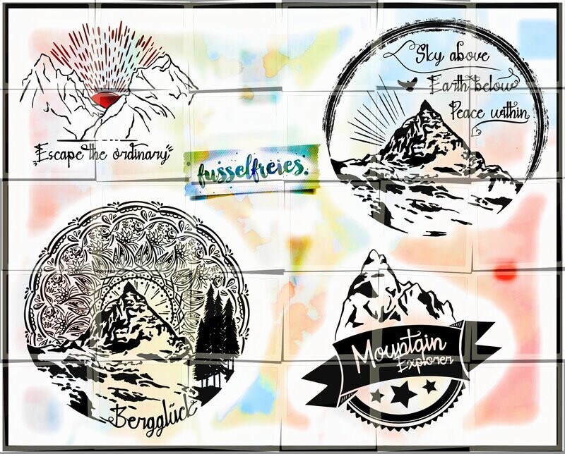 In den Bergen Vol2 - Plotterdatei DXF SVG Matterhorn, Berge, Alpen, Rocky Mountains von Fusselfreies