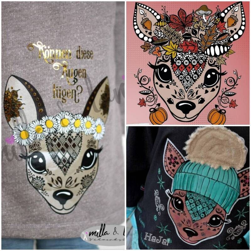 Kombi-Serie Das kleine Boho Reh + Herbst + Winter Plotterdatei DXF SVG Fusselfreies Wald Hirsch Krone Gänseblümchen Natur Wild
