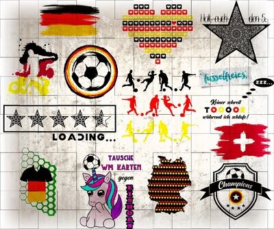 Design Kombi-Serie Fußball Vol1 + Vol 2 Plotterdatei DXF SVG Fusselfreies Tor Torwart Fußballspieler Stürmer Ball Schuss gelbe Karte Pfeife
