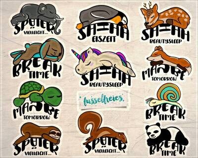 Design Lazy Animals - Plotterdatei DXF SVG Einhorn, Eichhörnchen, Elefant, Faultier, Hase, Panda, Pinguin, Fuchs, Schnecke, Reh  by Fusselfreies
