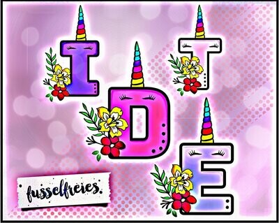 Einhorn ABC Alphabet Plotterdatei DXF SVG (aus dem Adventskalender 2019) von  Fusselfreies