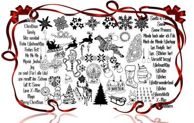 Kombi-Serie Winter und Weihnachten 2017 Plotterdatei DXF SVG Fusselfreies  Rentier Weihnachten Weihnachtsmann Tannenbaum Pfefferkuchen Lebkuchen Haus
