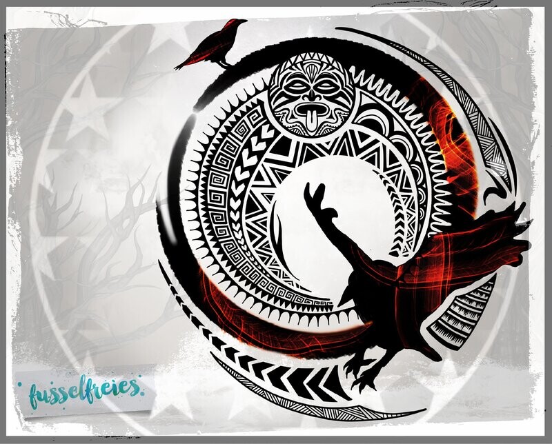 Maori Raven + Maske Rabe Plotterdatei DXF SVG von Fusselfreies (Adventskalender 2019)