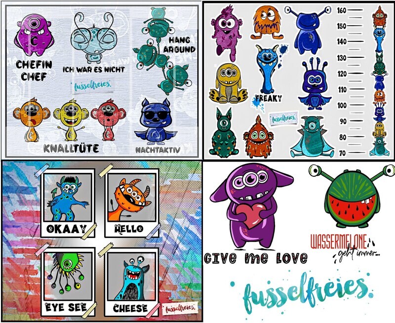 Megapack Fussel Monster Plotterdatei DXF SVG von Fusselfreies