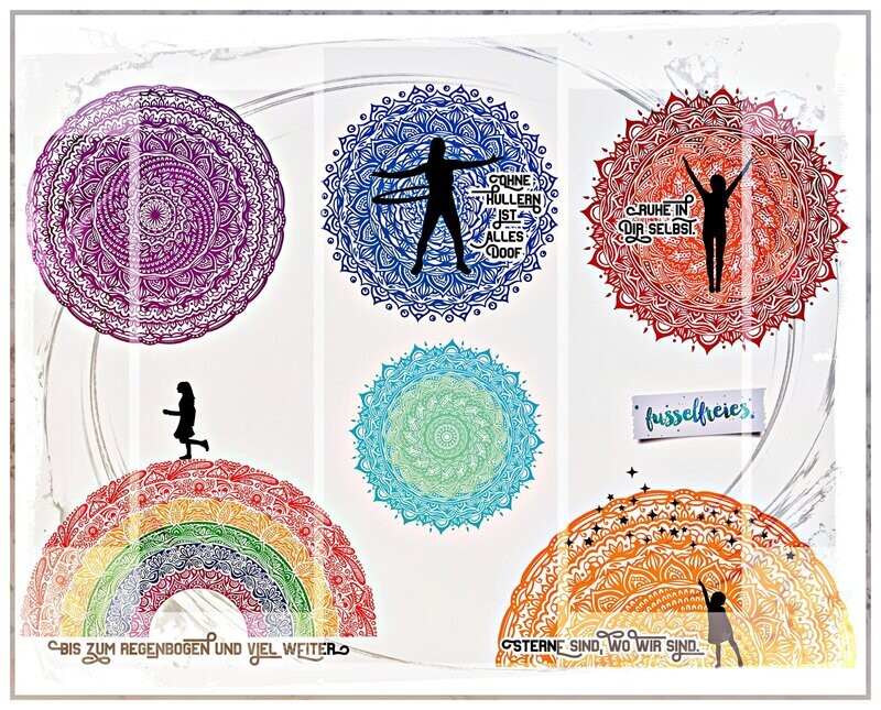 Mandala Meisterstücke Vol2 Plotterdatei DXF SVG  Regenbogen, Yoga, Hula Hoop von Fusselfreies