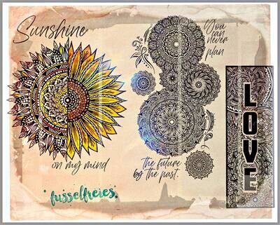 Mandala Meisterstücke Vol3 Plotterdatei DXF SVG Sonnenblume, Love, Liebe, Lesezeichen von Fusselfreies
