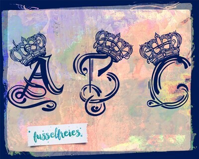 Design Royal Alphabet - Königliches ABC + Zahlen Vintage von Plotterdatei DXF SVG Fusselfreies