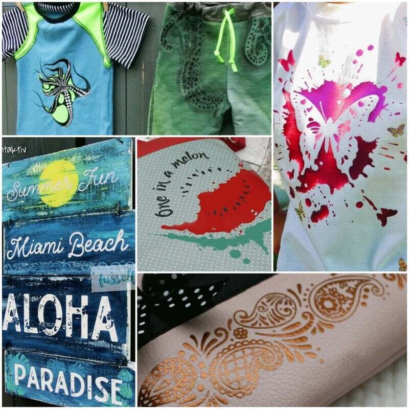 Design Megapack Juni 2017 Plotterdatei DXF SVG Fusselfreies Mandala Boho Beach Strand Octopus Surfen Paisley Muster Schmetterling Wassermelone Melone Tiki