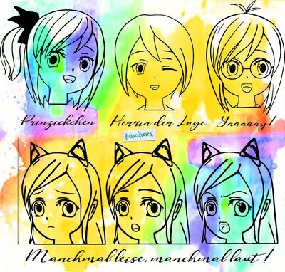 Design Manga Faces - Plotterdatei DXF SVG Gesichter Fusselfreies
