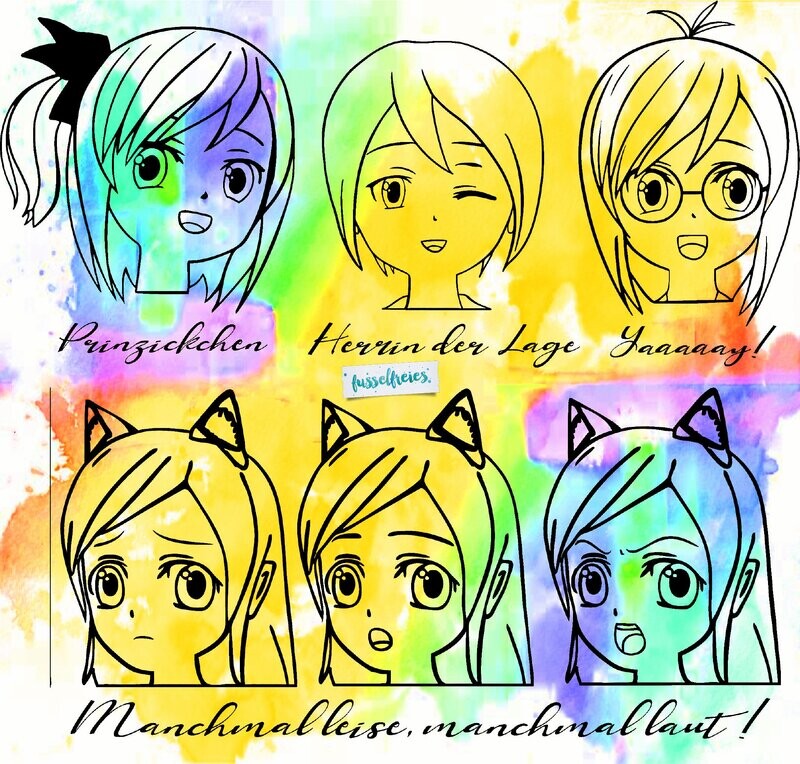Design Manga Faces - Plotterdatei DXF SVG Gesichter Fusselfreies