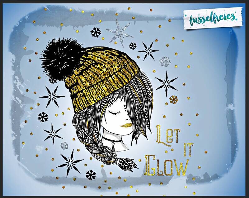 Li&#39;l Boho Girl Im Winter (aus dem Adventskalender 2019) Plotterdatei DXF SVG Mädchen Kopf Portrait mit Wintermütze von  Fusselfreies