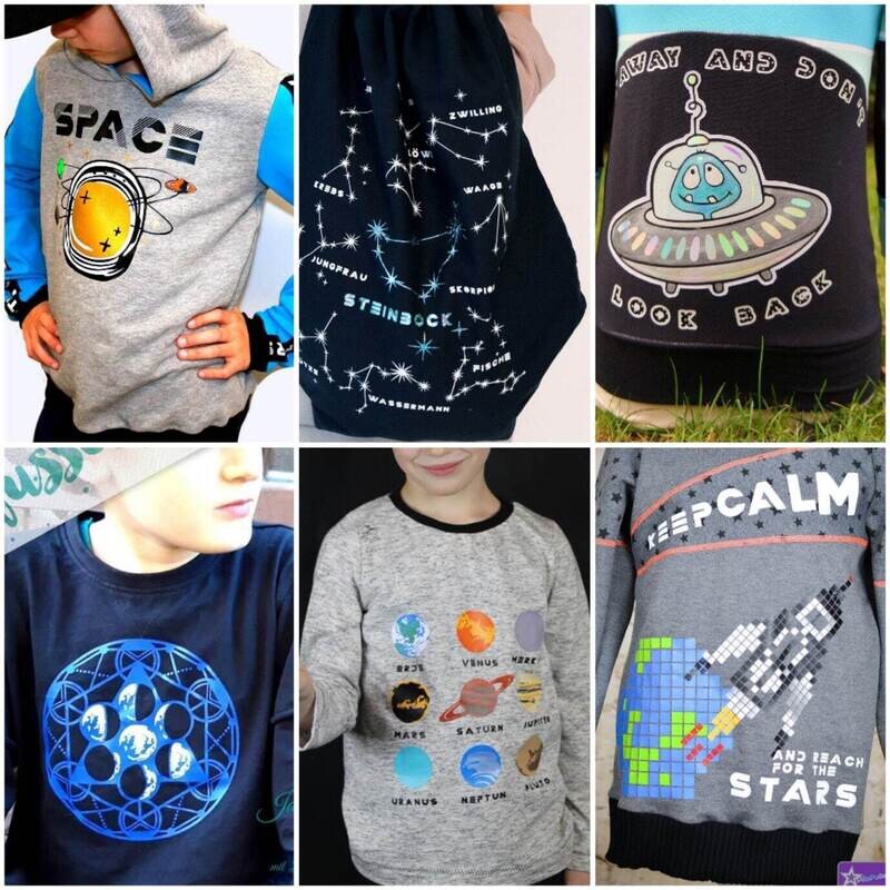 Im Weltraum - Plotterdatei DXF SVG Space Astronaut Rakete Sternzeichen Erde Mond Weltall Sonne Jupiter Mars Venus Uranus Pluto von Fusselfreies