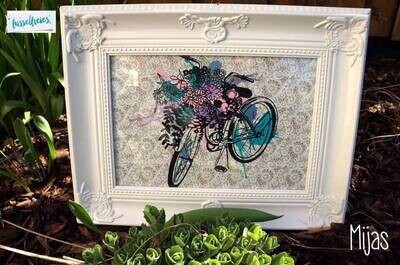 Vintage &amp; Shabby Style Plotterdatei Plottervorlage DXF SVG (Aquarellstil) Uhr Vogelkäfig Bauer Fahrrad Blumen Rosen Schlüssel Schloss  Vogel Schmetterling