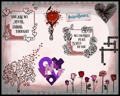 Valentine&#39;s Love Vol3 Plotterdatei DXF SVG PNG Liebe, Herz, Lebensbaum, Blumen Rahmen, Rosen Plotterdatei DXF SVG Fusselfreies