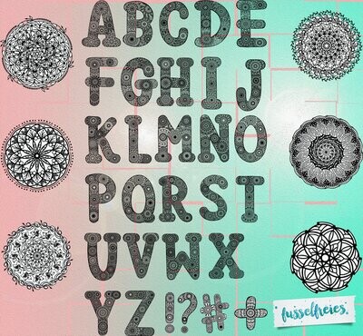 Design Serie Fusselfreies Alphabet - Plotterdatei DXF SVG Mandala Style ABC