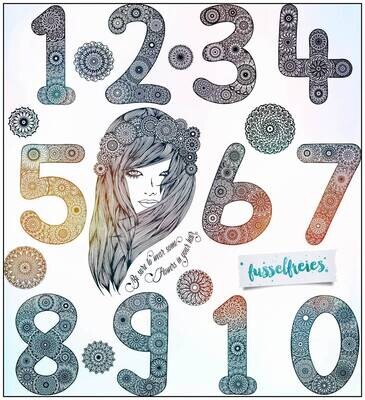 Fussel 123 &amp; Mandala Girl &amp; 7 Mandalas Plotterdatei DXF SVG Fusselfreies