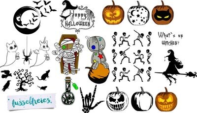 Gespenstisches Vol 2 ( Halloween 2017 ) Plotterdatei DXF SVG Fusselfreies Gespenst Geist Kürbis