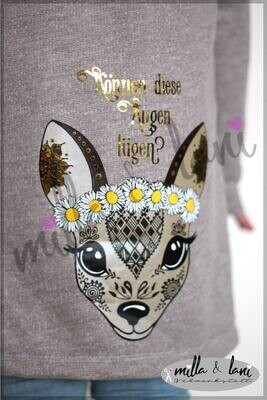 Das kleine Boho Reh Plotterdatei DXF SVG  Fusselfreies Plottervorlage Wald Rotwild Hirsch Krone Gänseblümchen Natur Wild