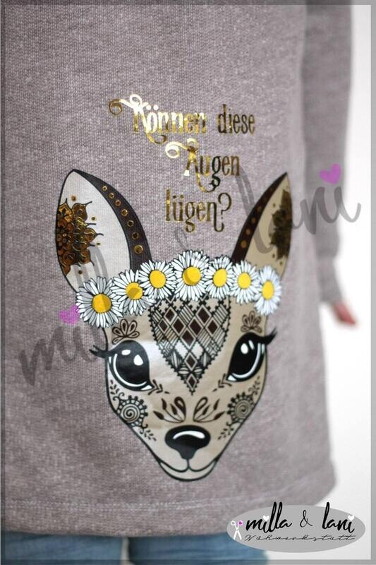 Das kleine Boho Reh Plotterdatei DXF SVG  Fusselfreies Plottervorlage Wald Rotwild Hirsch Krone Gänseblümchen Natur Wild