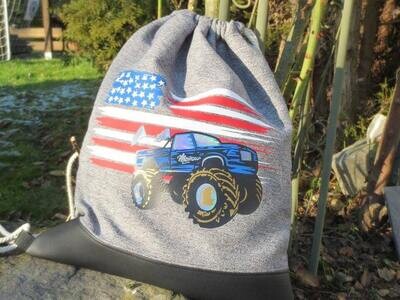 Monster Truck Plotterdatei DXF SVG Fusselfreies Plottervorlage MonsterTruck Reifen Reifenspuren USA Flagge Offroad
