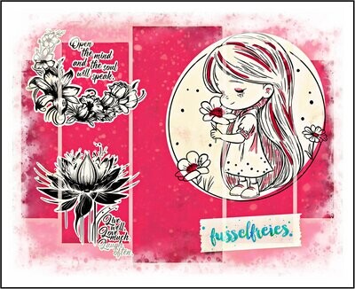 Flower Girl Vol3 ( Blumen Mädchen ) Plotterdatei DXF SVG  - Frau / Mädchen Portrait mit Blumen /Blüten Design von Fusselfreies