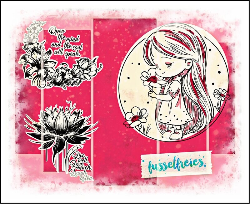 Flower Girl Vol3 ( Blumen Mädchen ) Plotterdatei DXF SVG  - Frau / Mädchen Portrait mit Blumen /Blüten Design von Fusselfreies