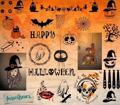 Gespenstisches Halloween Vol 3 2018 Plotterdatei DXF SVG Fusselfreies Hexe Skull Kürbis Geist Gespenst