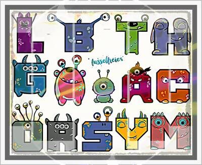 Fussel Monster Alphabet ABC Plotterdatei DXF SVGvon Fusselfreies