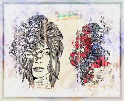 Flower Girl Vol2 ( Blumen Mädchen ) Plotterdatei Plottervorlage DXF SVG Frau / Mädchen Portrait mit Blumen /Blüten Design von Fusselfreies