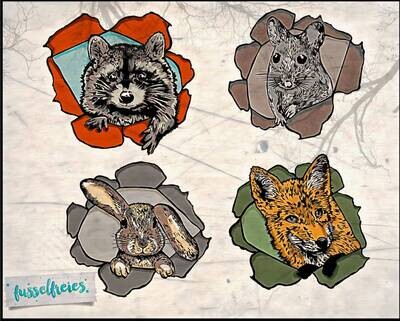 Watch Out Designs - Plotterdatei DXF SVG Waldtiere Herbst, Hase, Maus, Waschbär und Fuchs von Fusselfreies